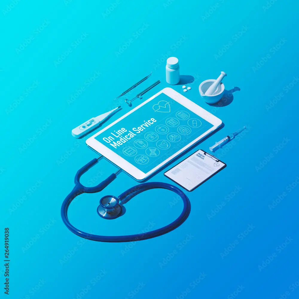 Tools for teaching medicine, including laser pointer, stethoscope and ipad