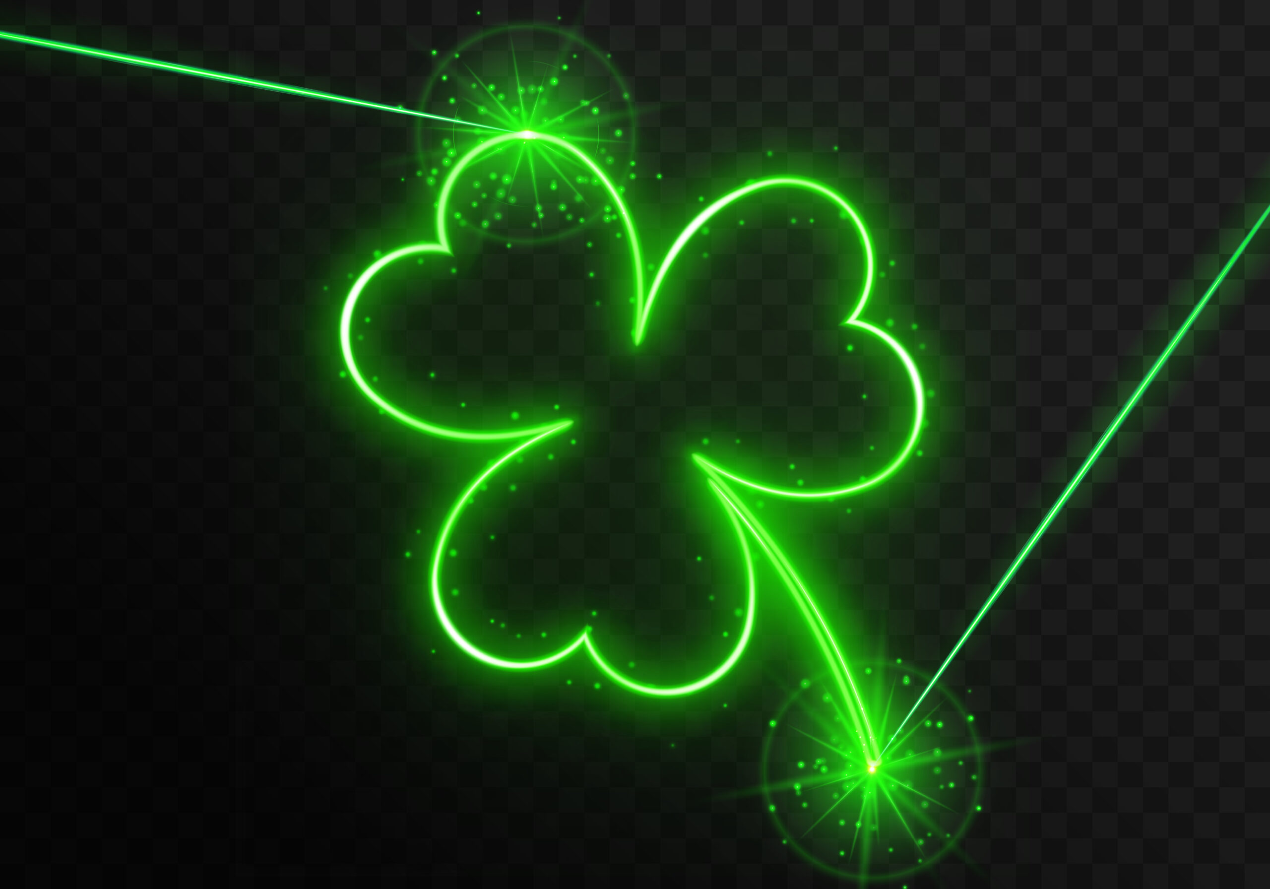 green laser pointer makes a three-leaf clover